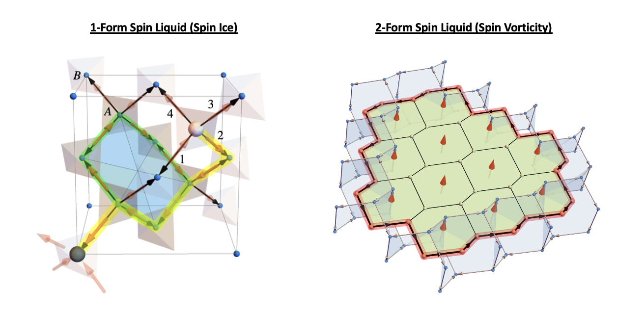 depiction of a 1-form and 2-form spin liquid